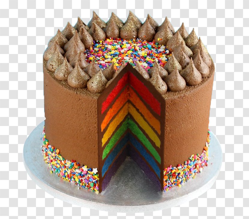 Birthday Cake Chocolate Cupcake Wedding Rainbow Cookie - Fudge Transparent PNG