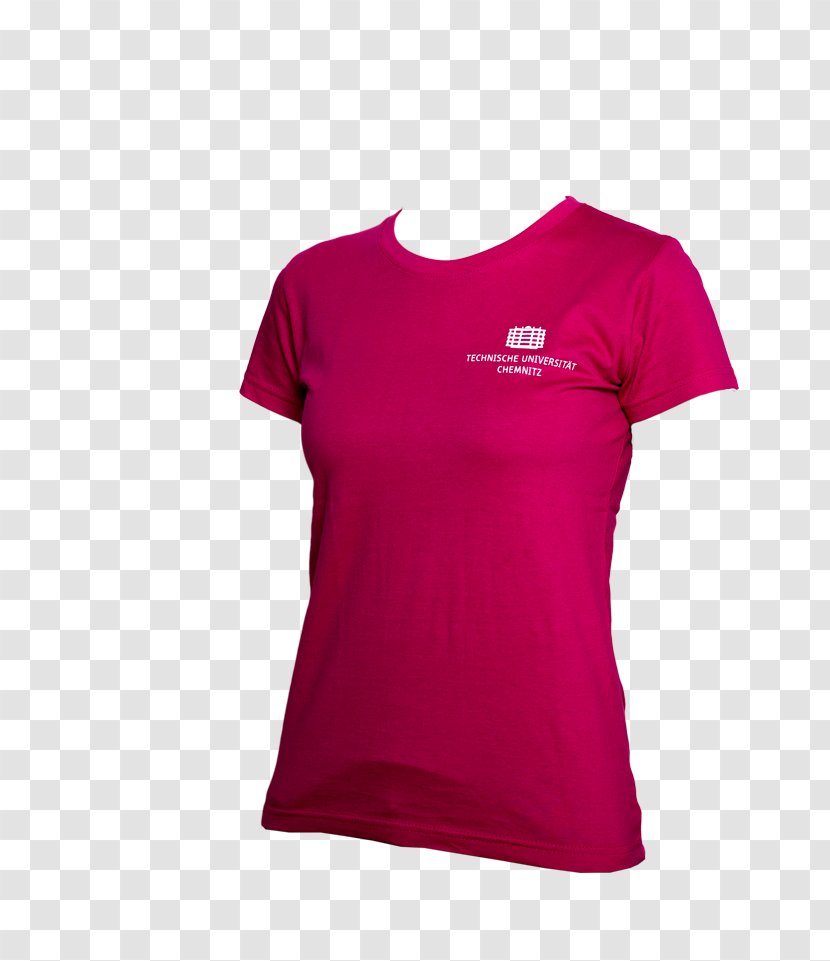T-shirt Crew Neck Sleeve Cotton Active Shirt - Pink Transparent PNG