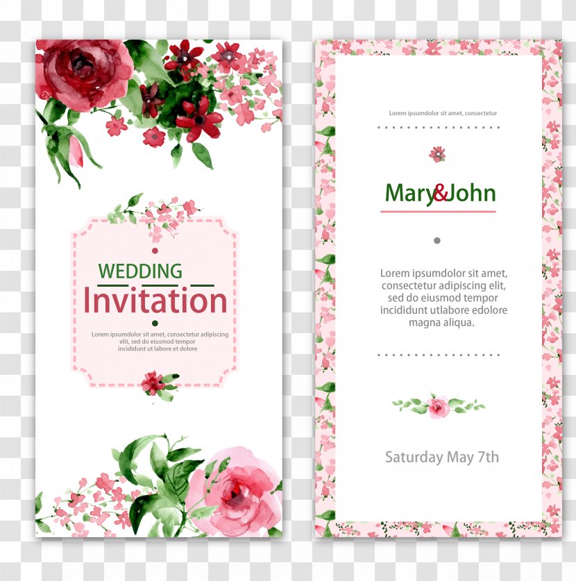 Wedding Invitation Watercolor Painting Flower - Bridal Shower - Vector Lace Invitations Transparent PNG