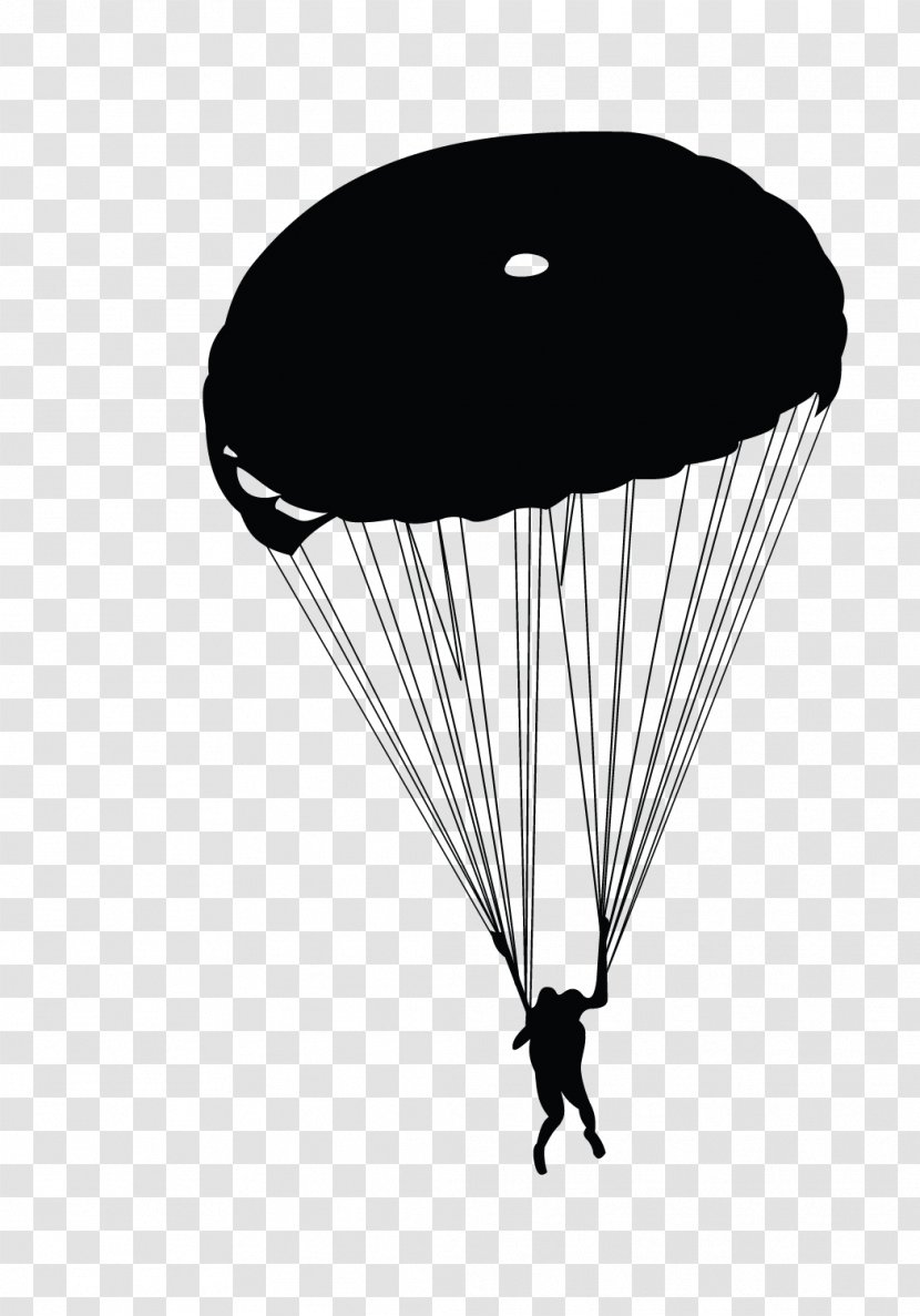 Parachute Silhouette Parachuting - Black And White Transparent PNG