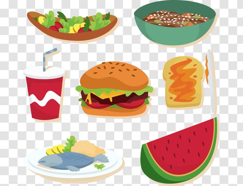 Hamburger Fast Food Eating Euclidean Vector - Vecteur - Breakfast Transparent PNG