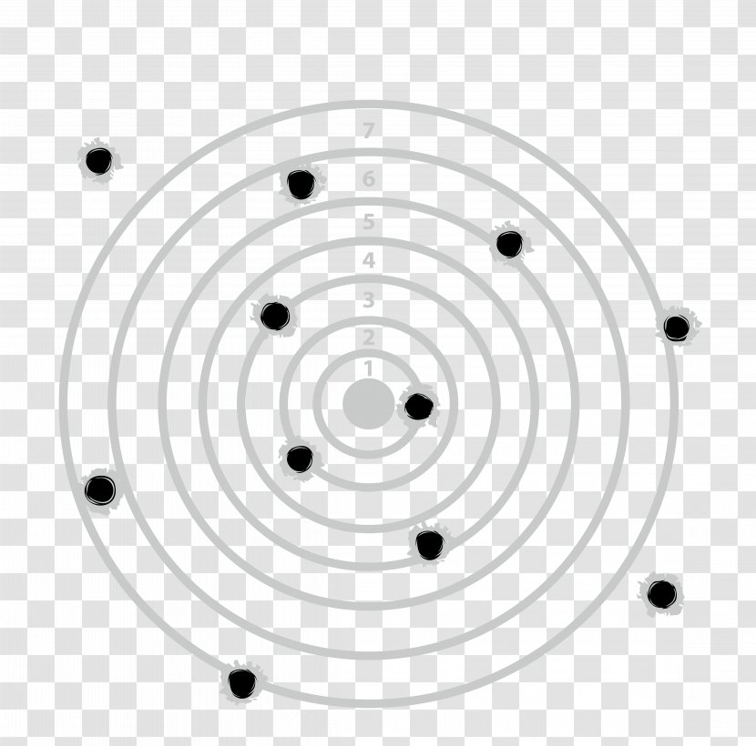Shooting Sport Target Bullet - Black And White - Simple Flat Shot Hit The Hole Pattern Transparent PNG