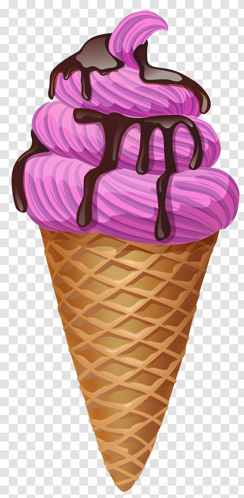Ice Cream Cones Chocolate Waffle - Syrup - Treats Transparent PNG