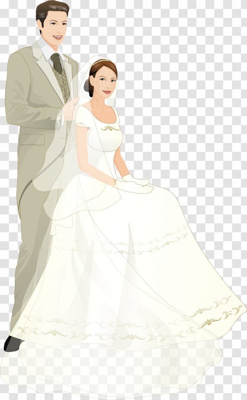 Bridegroom Wedding - Flower - Cartoon Married Couple Transparent PNG