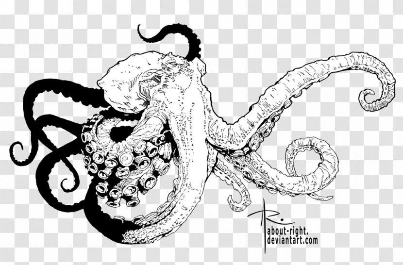 Octopus Line Art Drawing Visual Arts - Fashion Accessory Transparent PNG