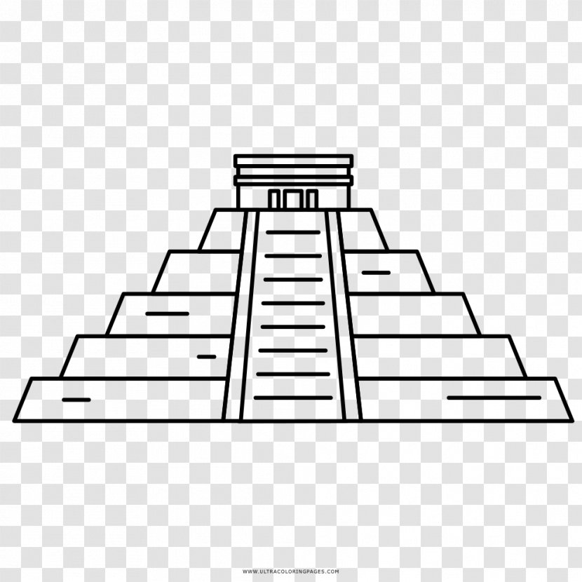 El Castillo, Chichen Itza Mesoamerican Pyramids Drawing Maya Civilization Coloring Book - Watercolor - Pyramid Transparent PNG