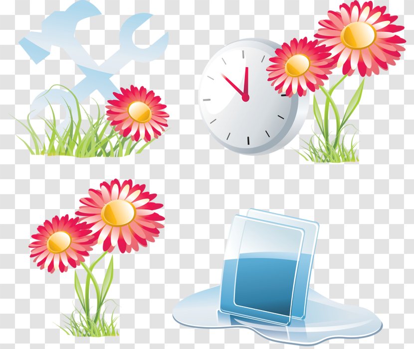 Floral Design Flower Icon - Daisy - Hand-painted Clock Transparent PNG