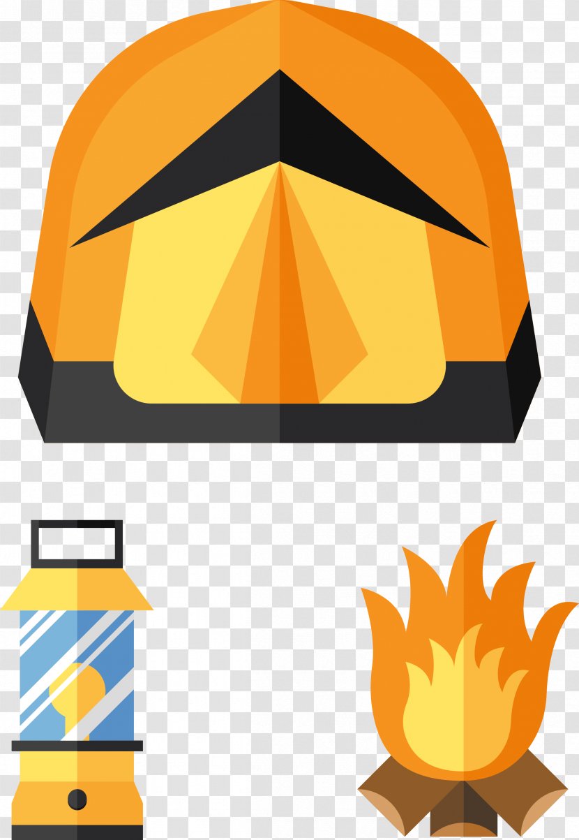 Camping Bonfire Clip Art - Orange - Vector Campfire Transparent PNG