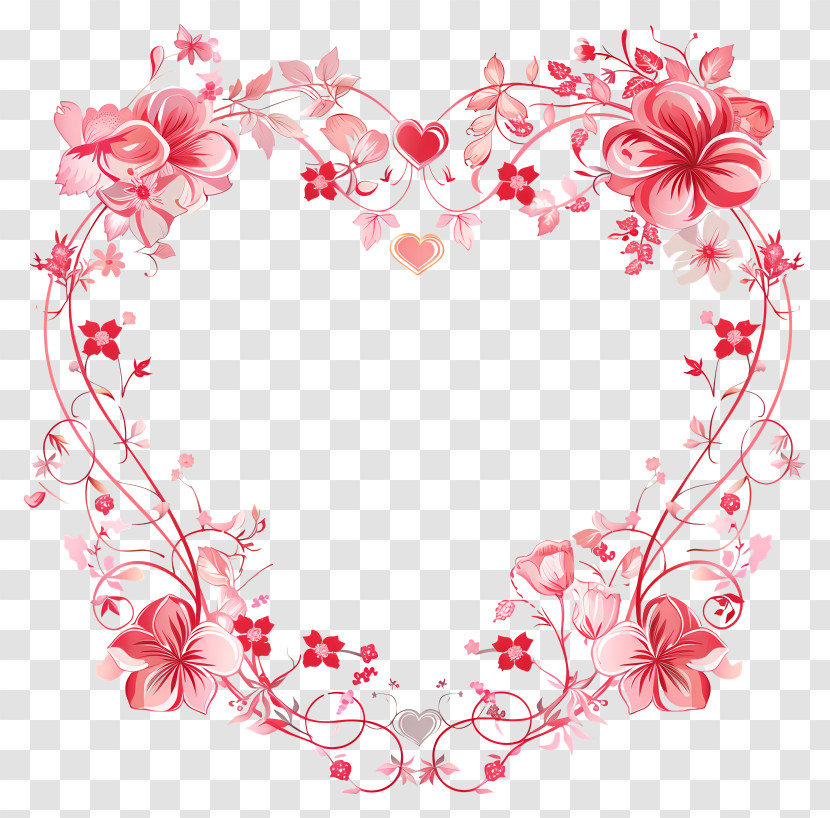 Wedding Frame - Heart-Shaped Floral Frame Design Transparent PNG