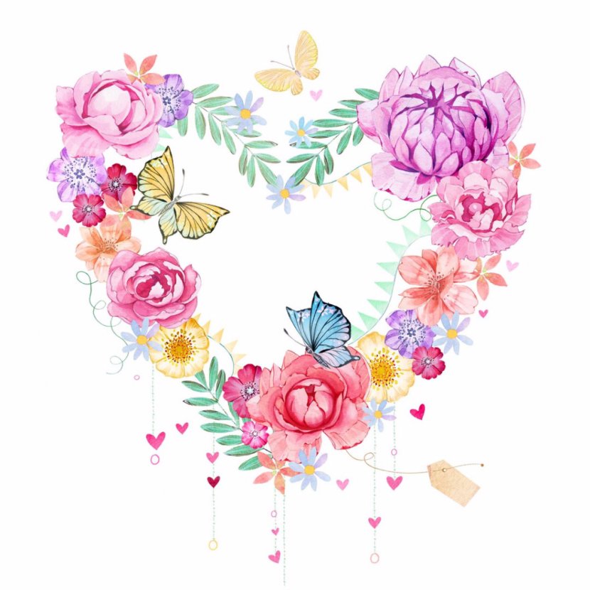 Wedding Invitation Heart Poetry Greeting & Note Cards - Pollinator - Watercolor Flowers Transparent PNG