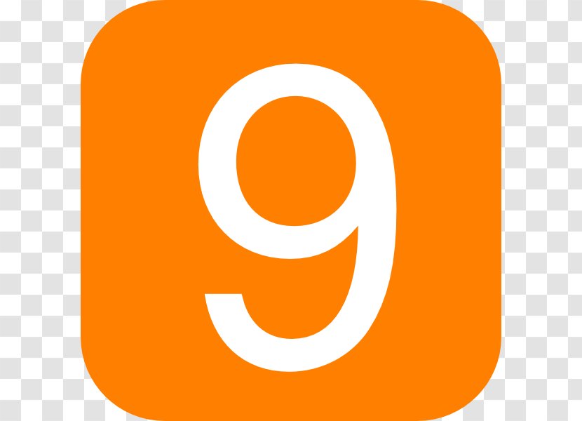 Number Square Clip Art - Orange - 9 Transparent PNG