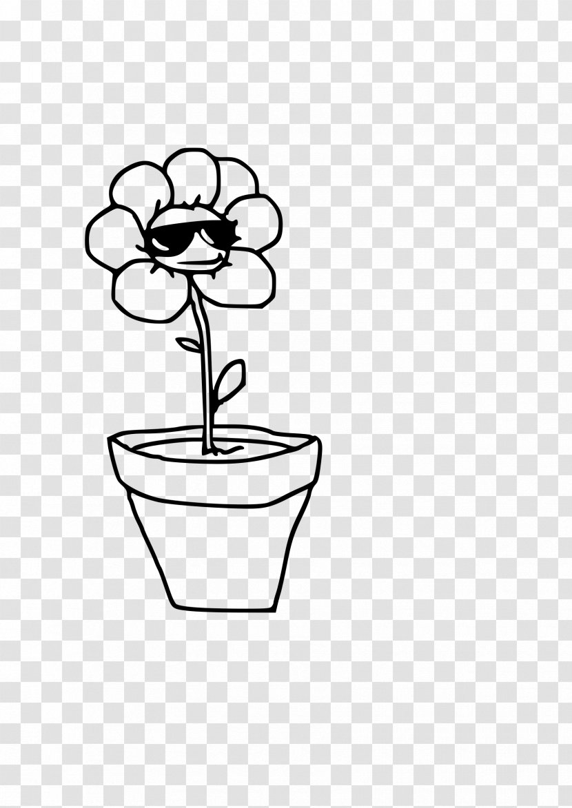 Flowerpot Plant Crock Clip Art - Black And White - Frangipani Transparent PNG