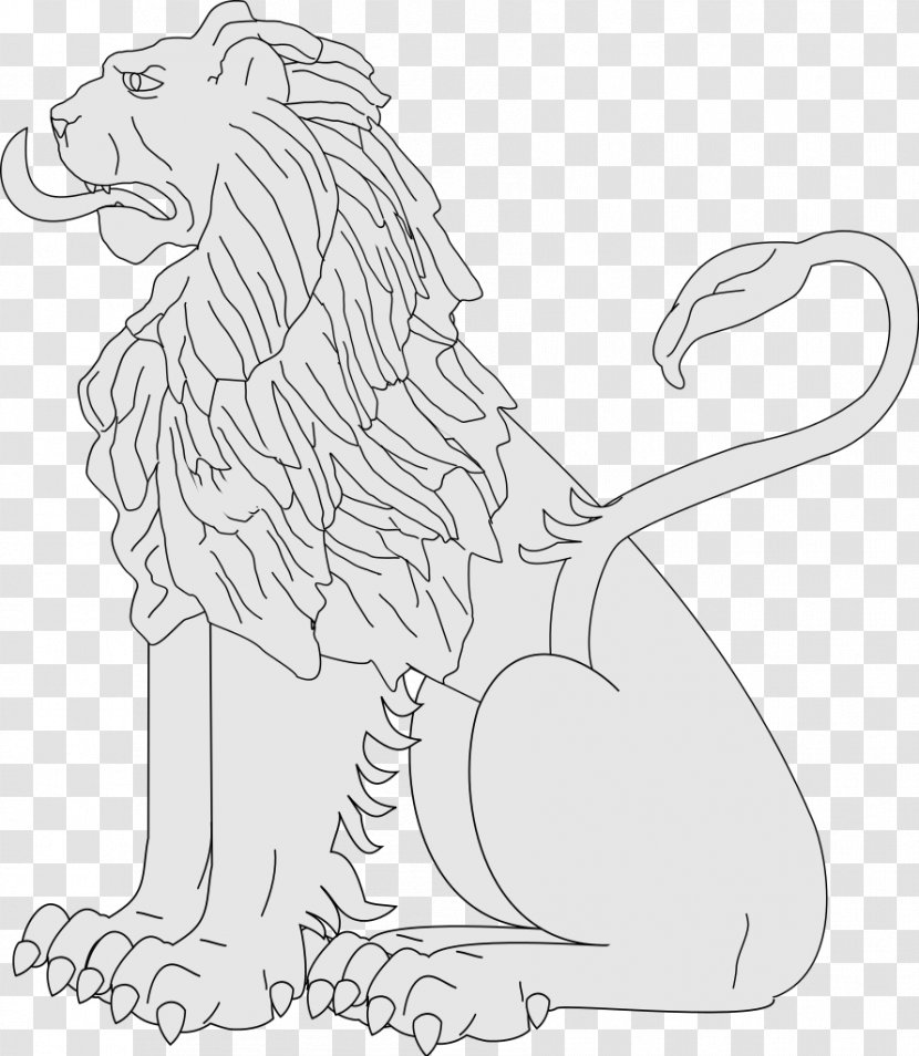 Lion Cat /m/02csf Drawing Clip Art - Organism - Heraldic Transparent PNG