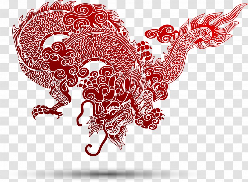 Chinese Dragon Royalty-free Illustration - Cartoon - Paper-cut Transparent PNG