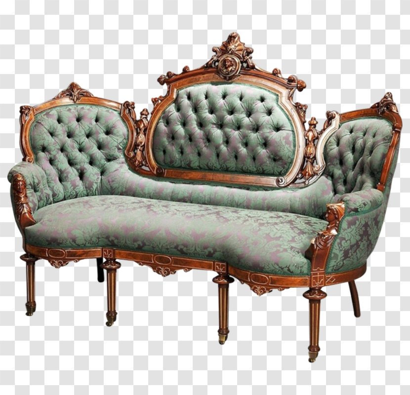 Loveseat Couch Furniture Antique Victorian Era Transparent PNG