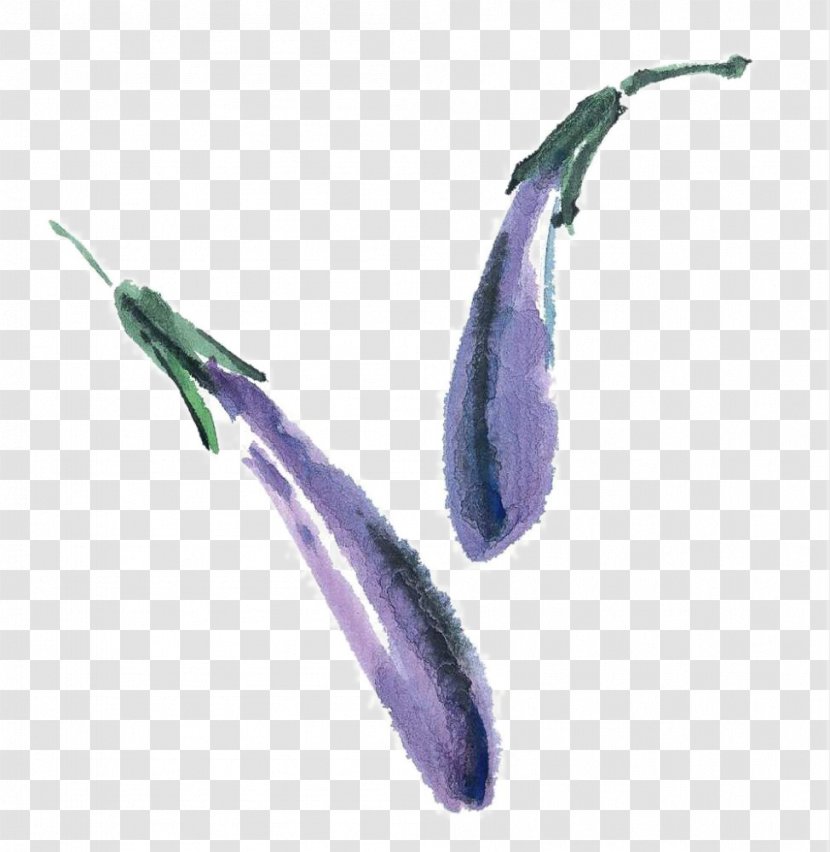 U513fu7ae5u56fdu753b Eggplant Ink Wash Painting Gongbi Vegetable - Chinese Cabbage - Hand-painted Purple Transparent PNG