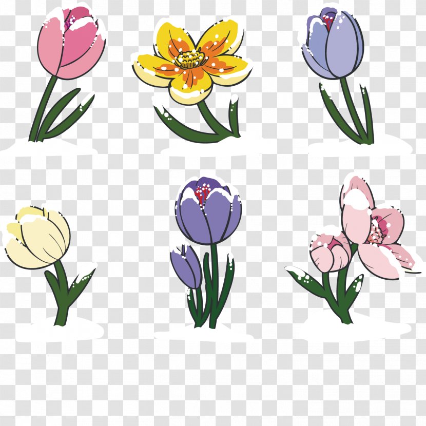 Tulip Floral Design Flower Clip Art - Arranging - Beautiful Hand-painted Winter Transparent PNG