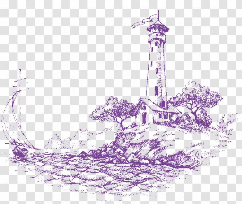 Drawing Lighthouse - Art - Purple Transparent PNG