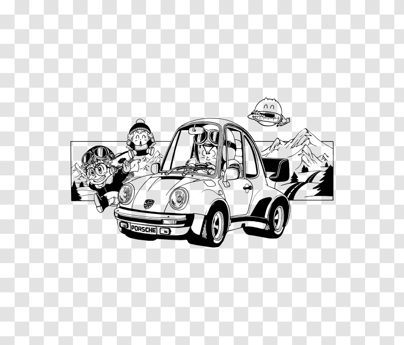 Line Art Arale Norimaki Drawing GIMP Dr. Slump - Black And White - Motor Vehicle Transparent PNG