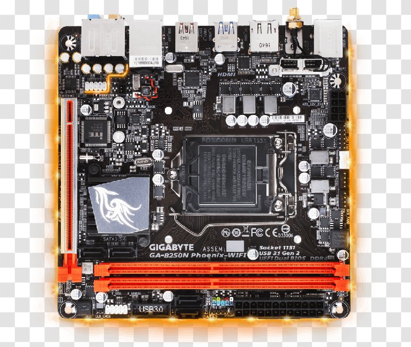 Mini-ITX Motherboard LGA 1151 CPU Socket Chipset - Printed Circuit Board - 8gb Ballistix Transparent PNG