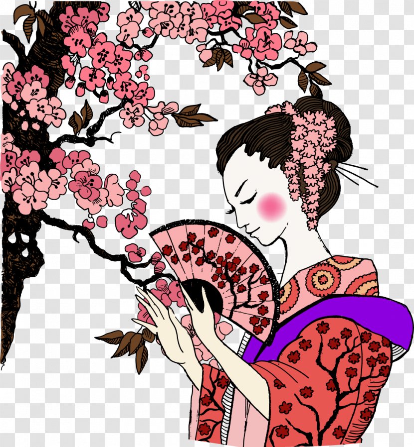 Japan Geisha - Flower - Ancient Japanese Women Transparent PNG