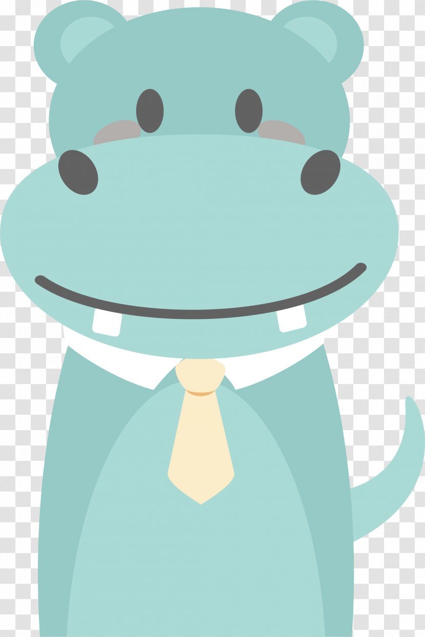Hippopotamus Clip Art - Necktie - Mr. Green Hippo Transparent PNG