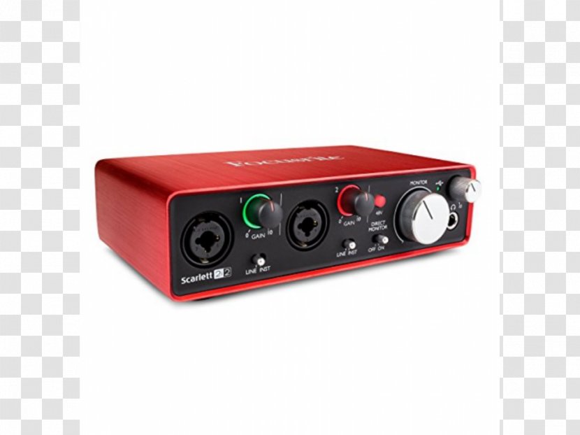 Microphone Focusrite Scarlett 2i2 2nd Gen Sound Cards & Audio Adapters - Silhouette - Preamplifier Transparent PNG