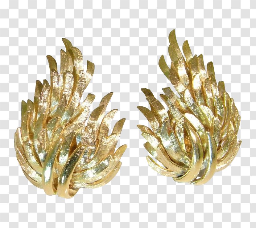 Earring 1950s Jewellery Gold Vintage Clothing - Antique - Leaf Transparent PNG
