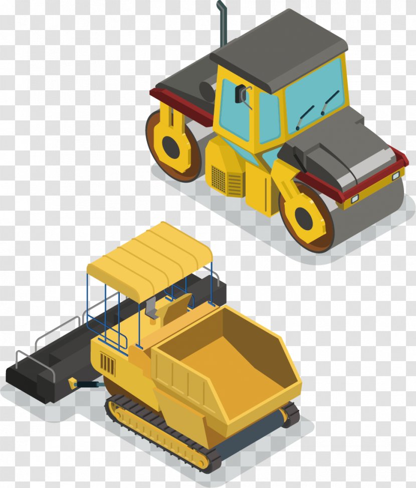 Excavator Road Roller Architectural Engineering Infographic Transparent PNG