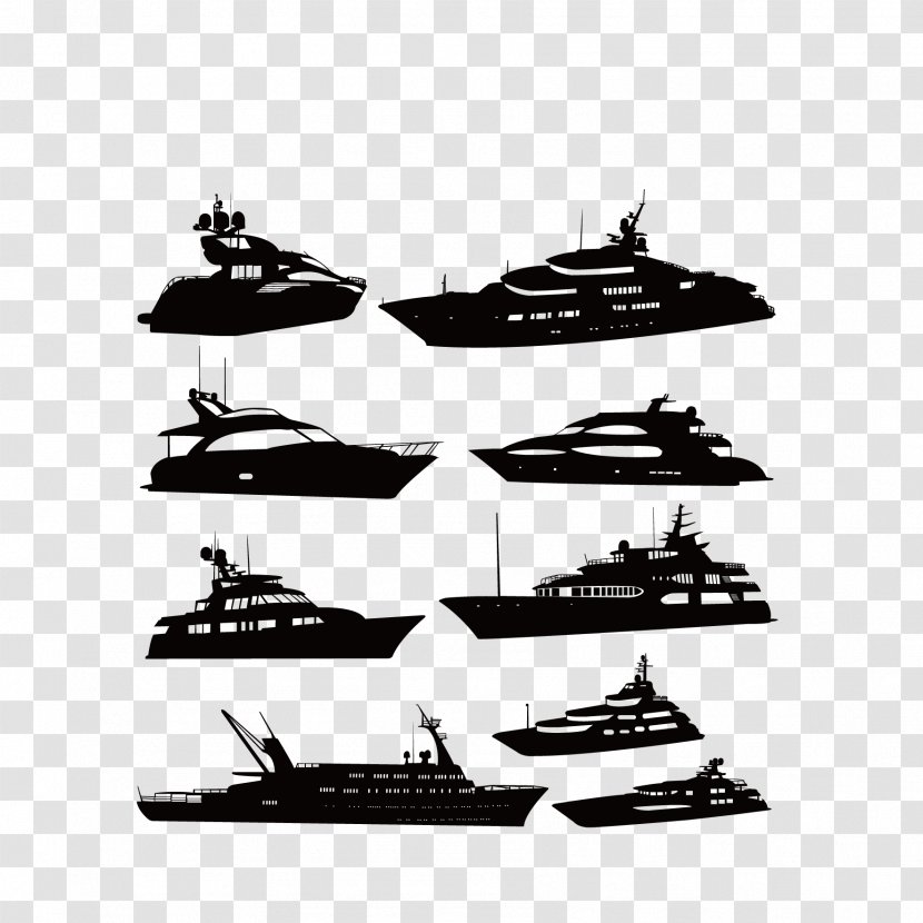 Luxury Yacht Silhouette Boat - Sailboat - Vector Ship Profile Transparent PNG