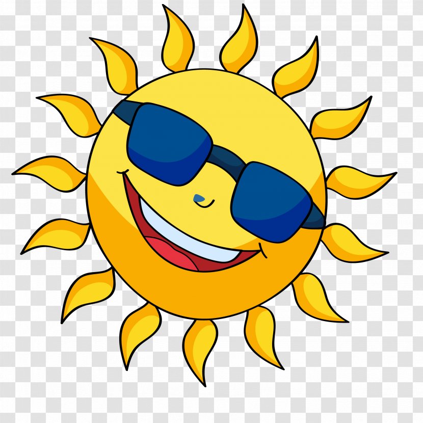 Cartoon Clip Art - Yellow - Smiling Sun Vector Transparent PNG