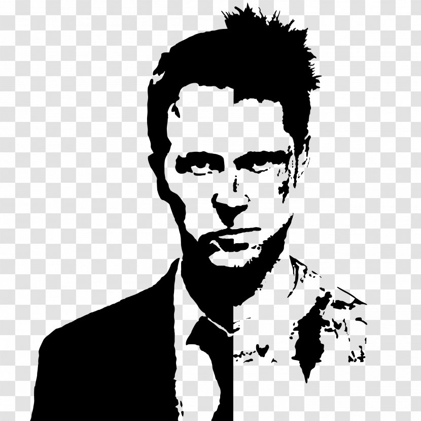 Brad Pitt Fight Club 2 Tyler Durden Stencil - Human Behavior Transparent PNG