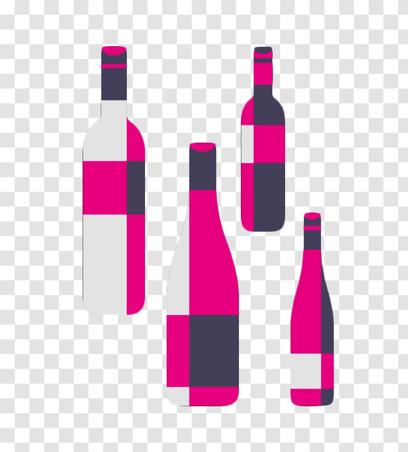 Beer Wine Bottle Glass - Cartoon Purple Transparent PNG