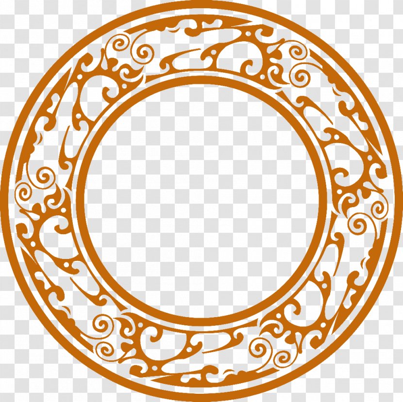 Circle Chinoiserie - Orange Simple Border Texture Transparent PNG
