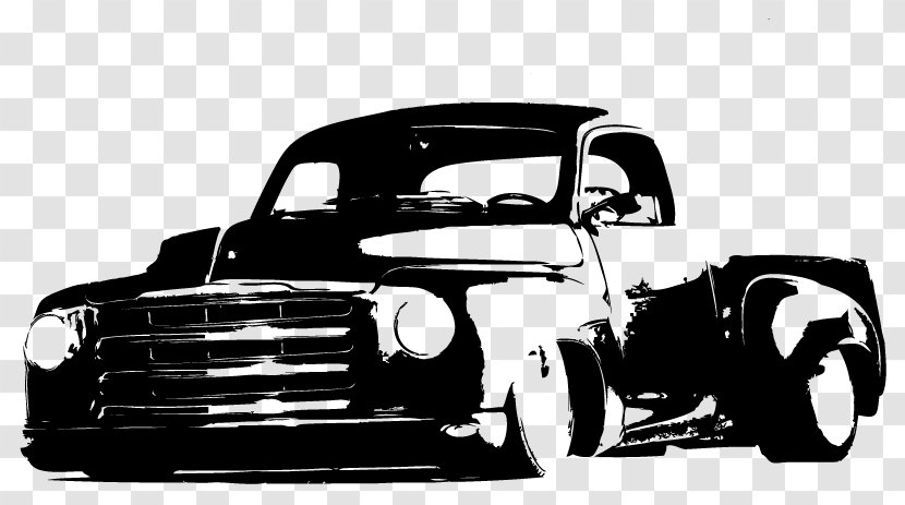 Pickup Truck Car Black And White Hot Rod Wall Decal Transparent PNG