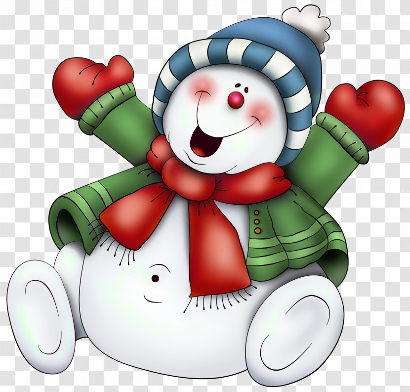 Snowman With Scarf Clipart - Cartoon - Christmas Lights Transparent PNG