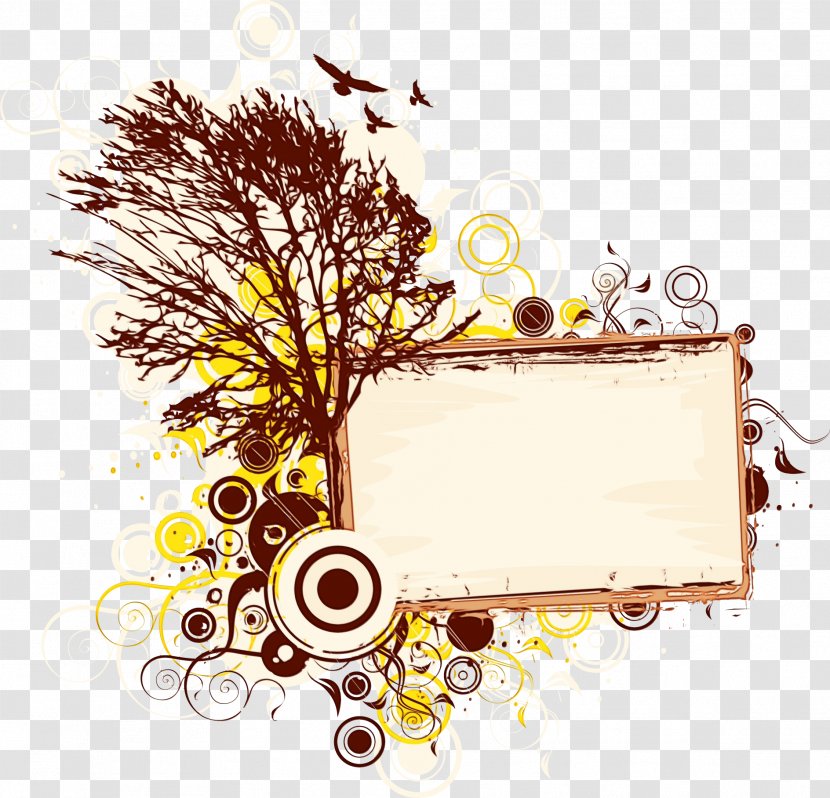 Yellow Branch Tree Rectangle Plant - Logo Transparent PNG
