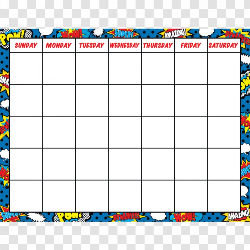 Superhero Calendar Comic Book Month - Chart - Border Decoration Transparent PNG