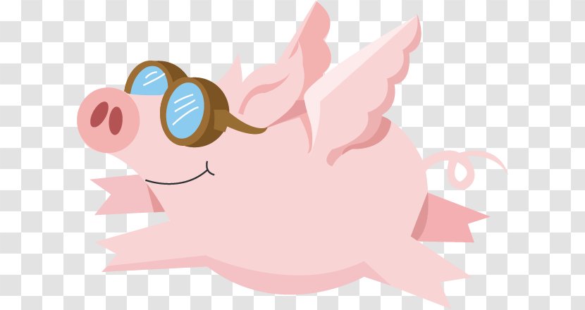 Domestic Pig Cartoon Airplane Wing - Tree - Flying Transparent PNG
