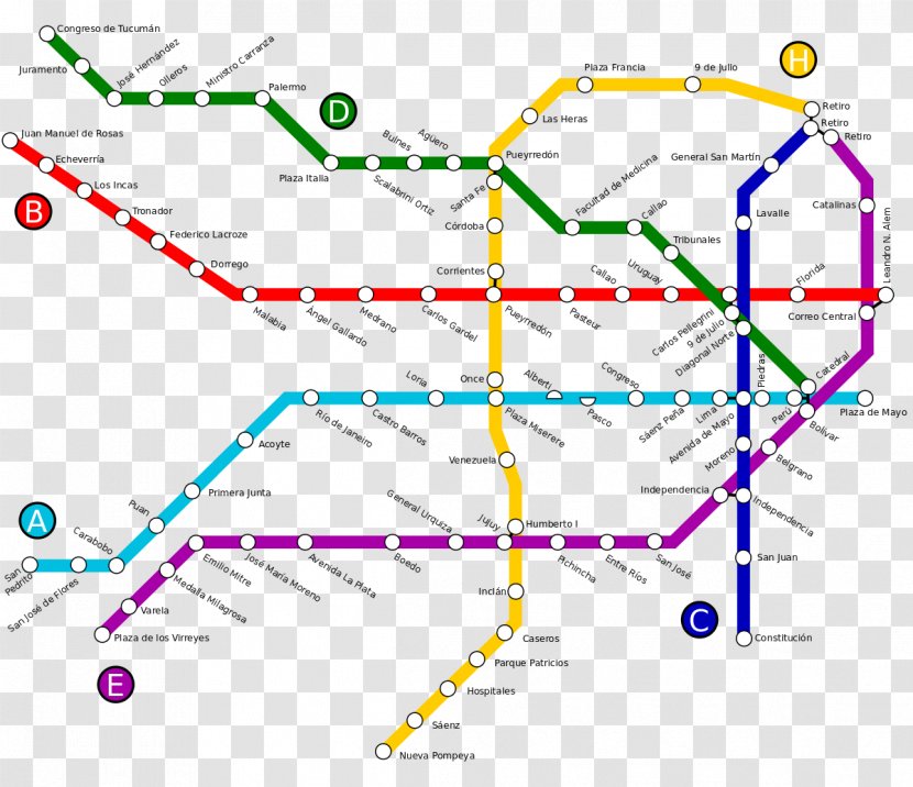 Buenos Aires Underground Rapid Transit Line B H Plaza De Mayo - Tube Map Transparent PNG