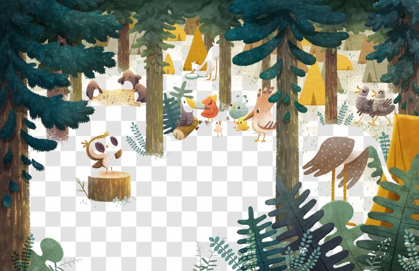 Illustrator Cartoon Illustration - Fauna - Hand-painted Background Pattern Forest Transparent PNG