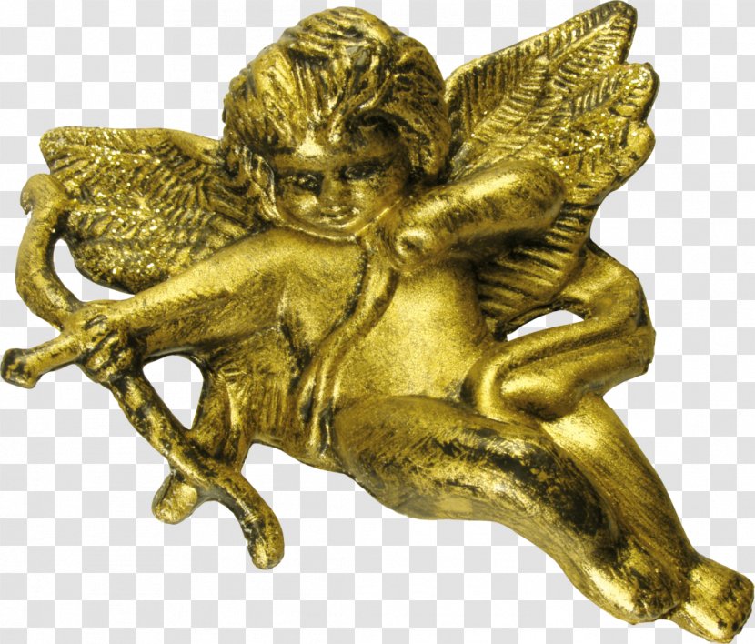 Statue Bronze Metal Figurine Gold - Baby Angel Transparent PNG
