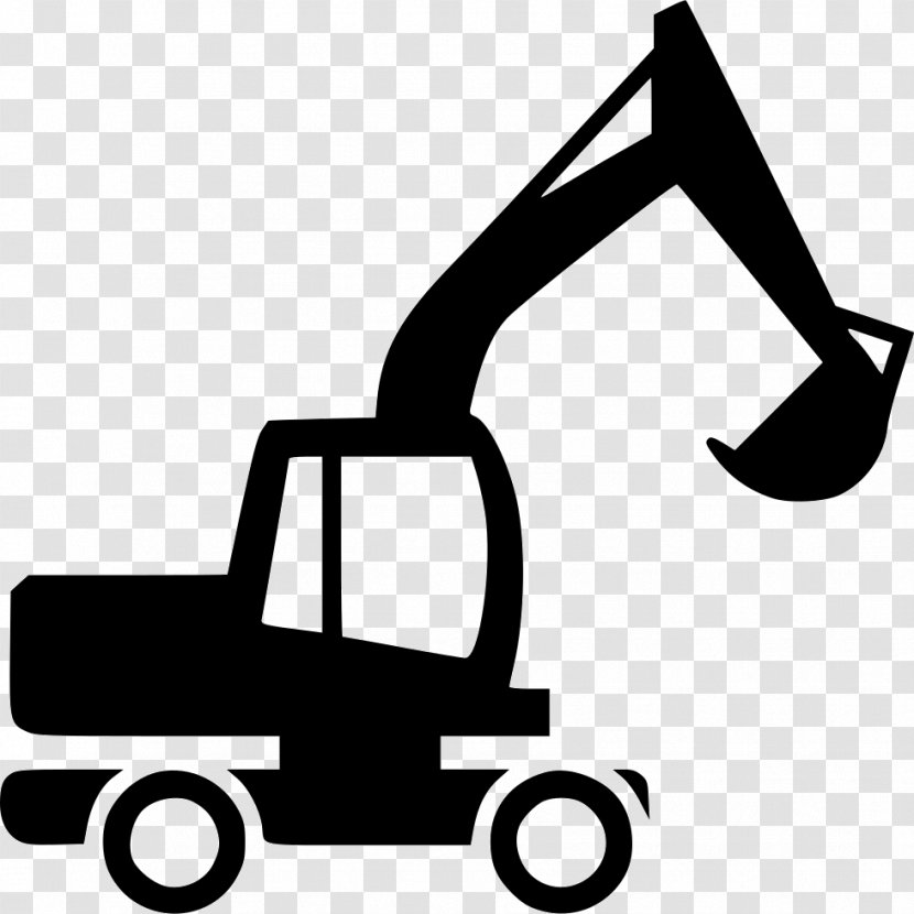 Clip Art Excavator Heavy Machinery - Black And White Transparent PNG
