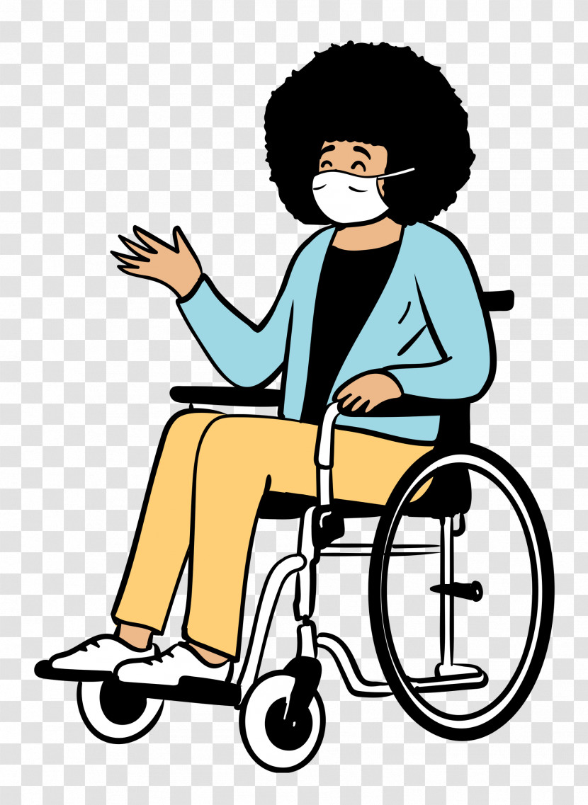 Woman Wheelchair Medical Mask Transparent PNG