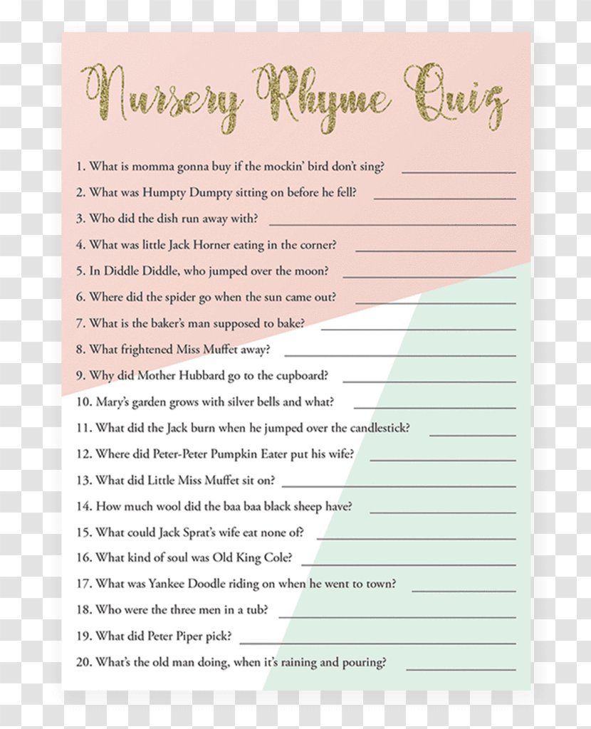 Nursery Rhyme Game Trivia Quiz - Bunny Transparent PNG