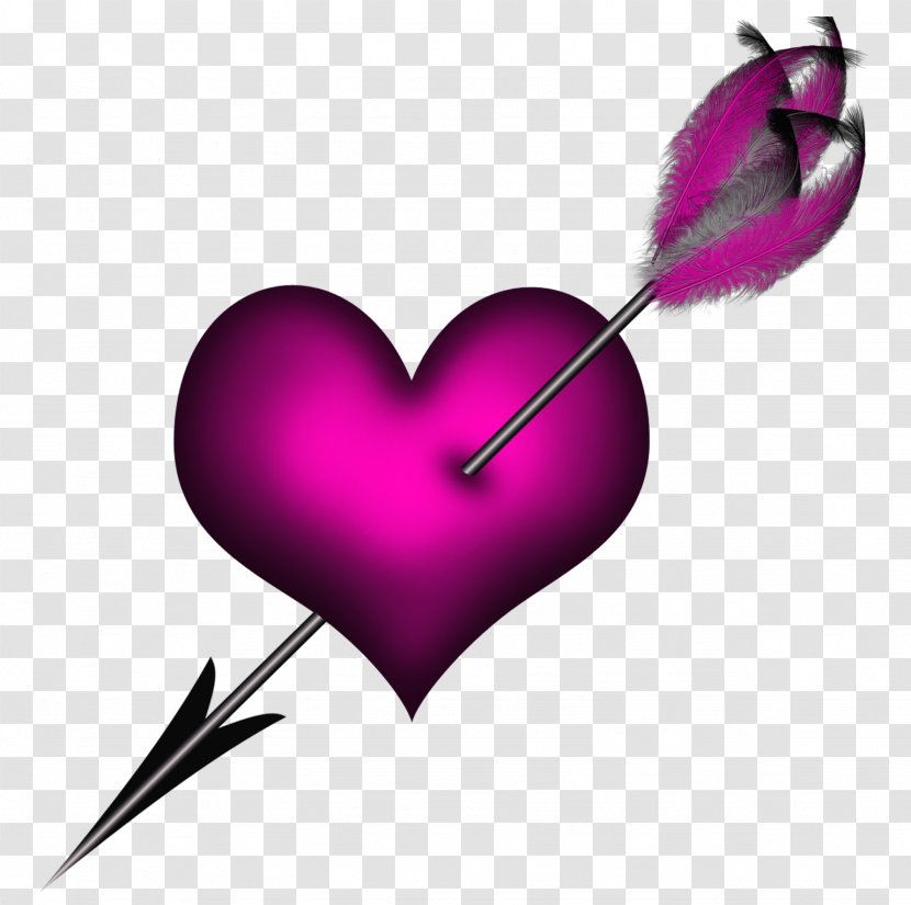 Heart - Cartoon - Transparent Pink With Arrow Clipart Transparent PNG