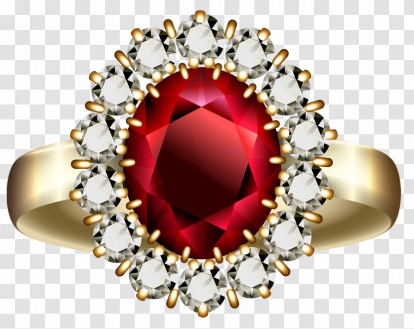 Engagement Ring Ruby Diamond Clip Art - Transparent And Clipart Transparent PNG