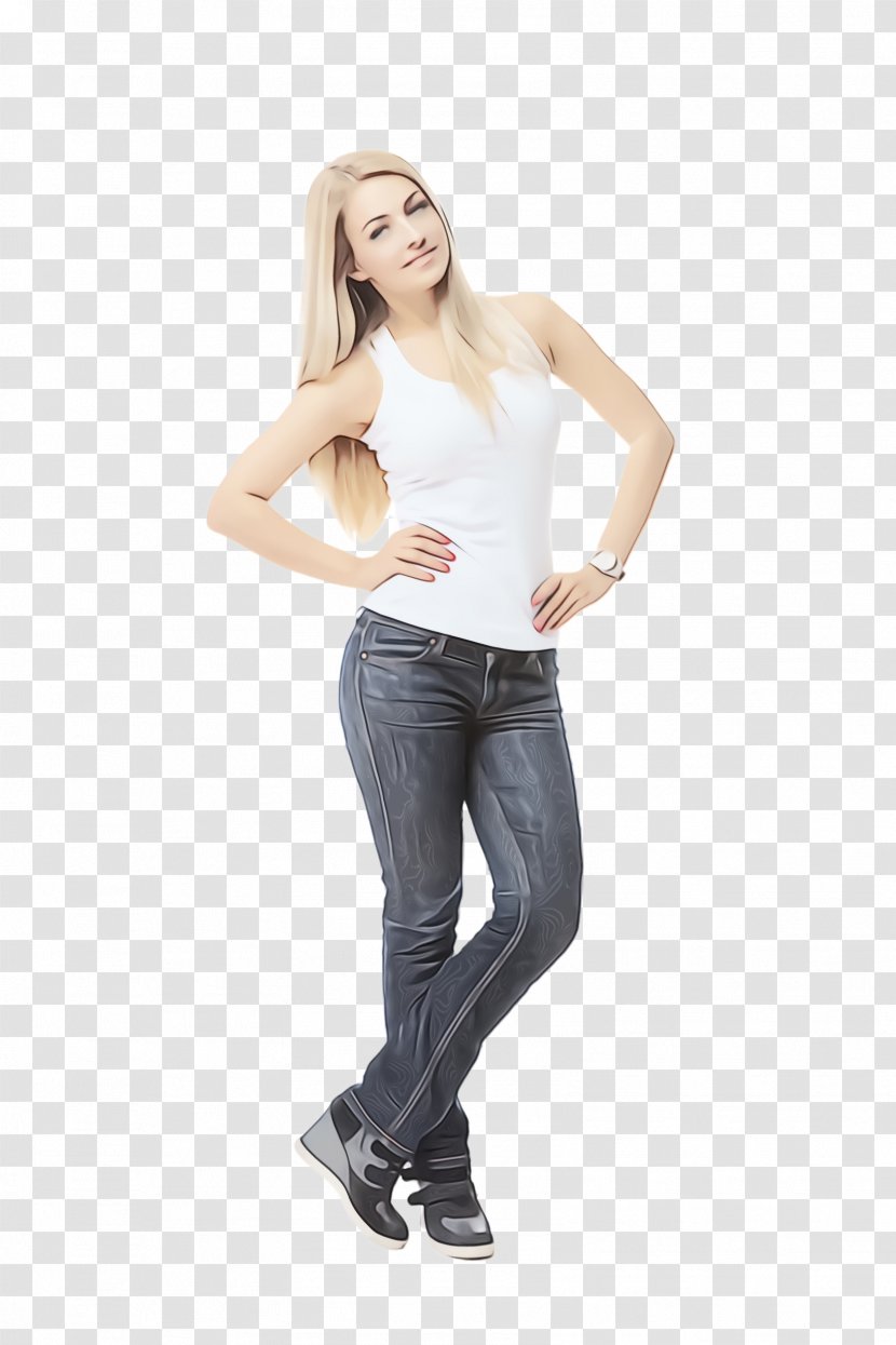 White Clothing Jeans Shoulder Standing - Paint - Footwear Arm Transparent PNG
