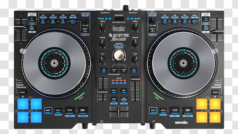 DJ Controller Hercules Control Jogvision Disc Jockey Audio Mixers Mixer - Turntable - Serato Research Transparent PNG