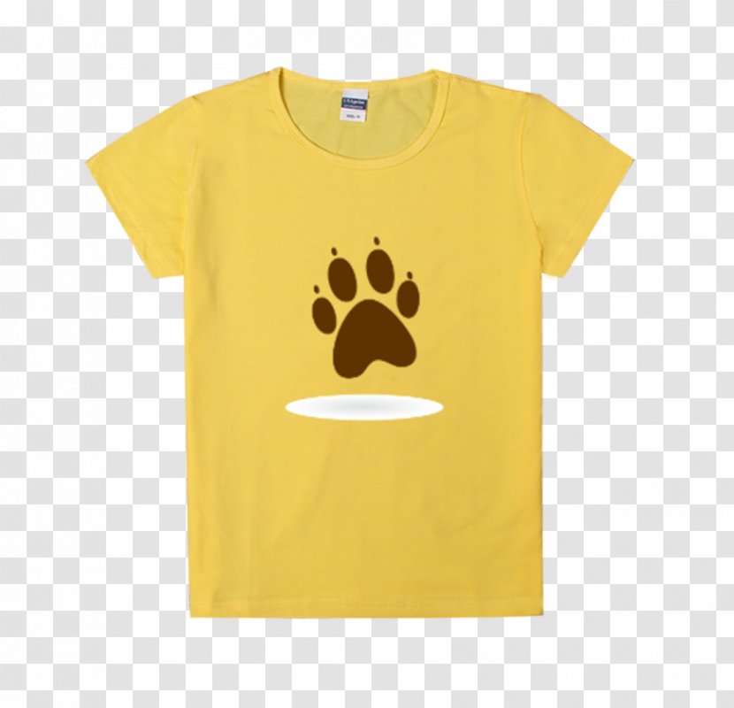 T-shirt Cat Clip Art - Sleeve - Footprints Yellow Half-sleeves Transparent PNG